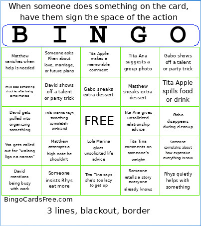 Silang Christmas Bingo Card