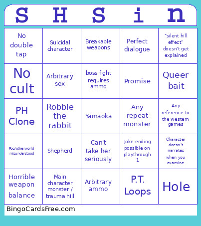 Silent Hill F Bingo Card