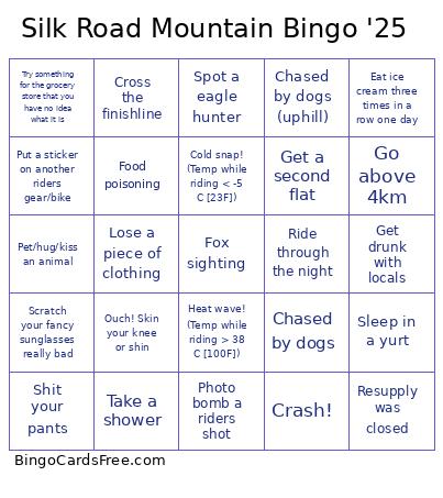 Silk Road Mountain '25 Bingo Card