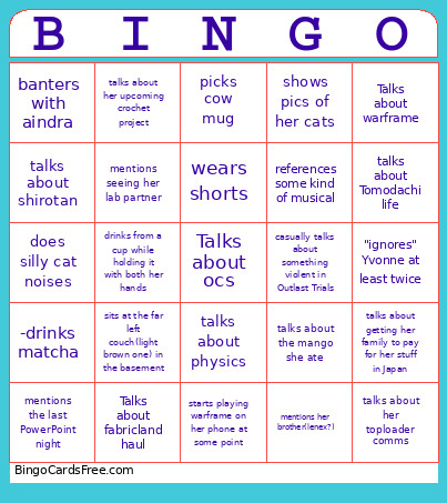 Silly Bingo Card