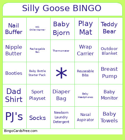 Silly Goose Bingo Card