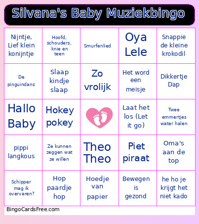 Silvana's Baby Muziek Bingo Card