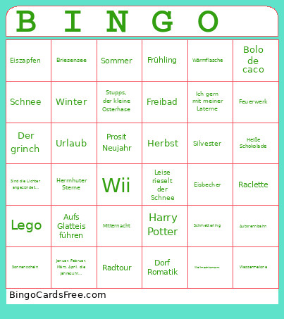 Silvester Bingo Card