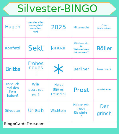Silvester - Bingo Card