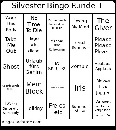 Silvester Runde 1 Bingo Card
