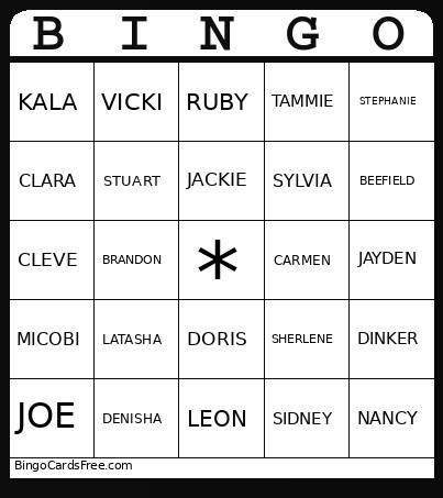 Simpson Bingo Card