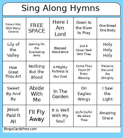Sing Along Hymns Bingo Card 4