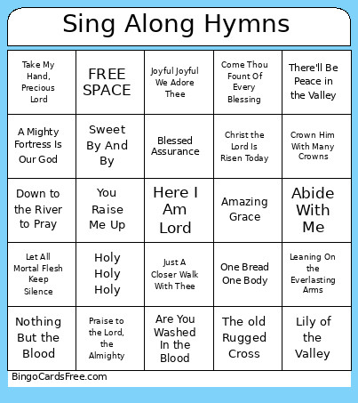 Sing Along Hymns Bingo Card 3