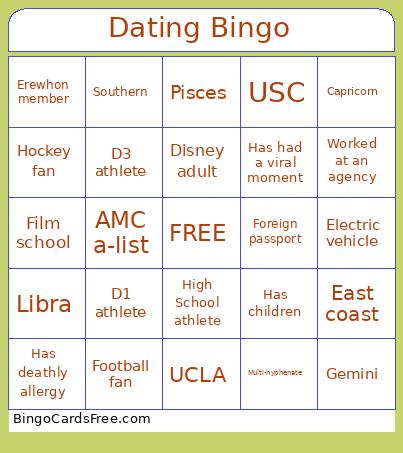 single's bingo Cards Free Pdf Printable Game, Title: Dating Bingo