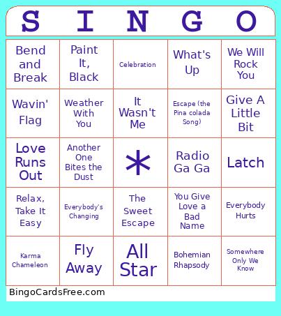 Singo Bingo Cards Free Pdf Printable Game, Title: SINGO