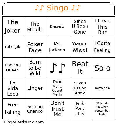 ♪♪ Singo ♪♪ Bingo Card