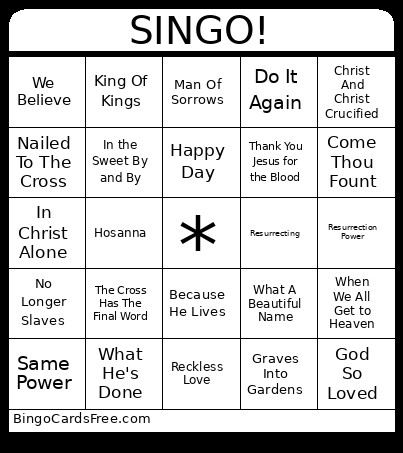 SINGO! Bingo Card