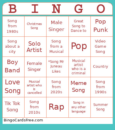 Singo Bingo Card