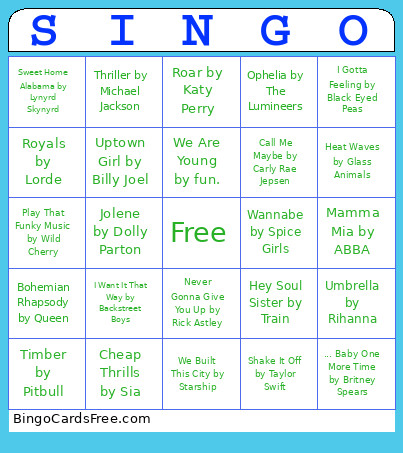 Singo Bingo Card