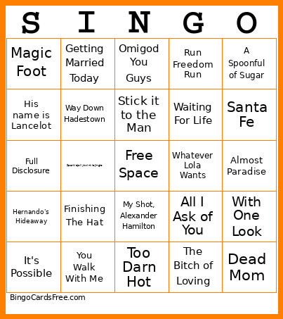Singo Bingo Card