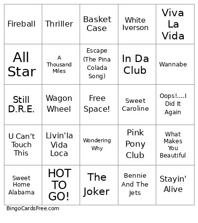Singo Bingo Card