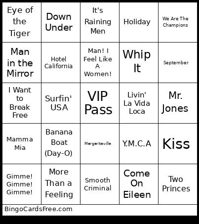 Singo Bingo Card