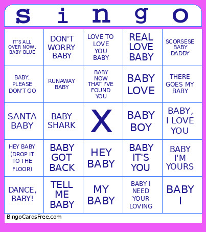 Singo Bingo Card 2