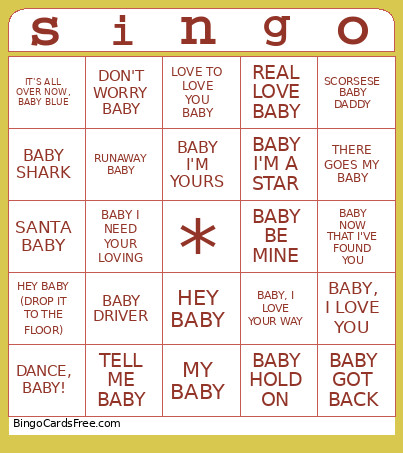 Singo Bingo Card