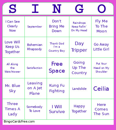 Singo Bingo Card
