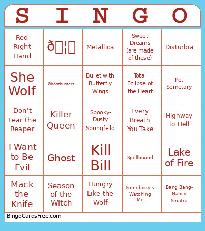 Singo Bingo Card
