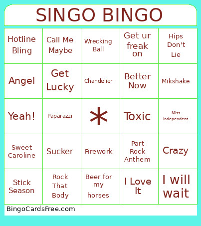 Singo Bingo Card