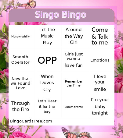 Singo Bingo Card