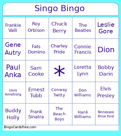 Singo Bingo Card