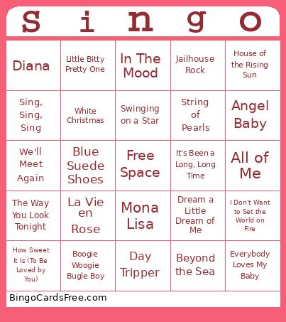 Singo Bingo Card