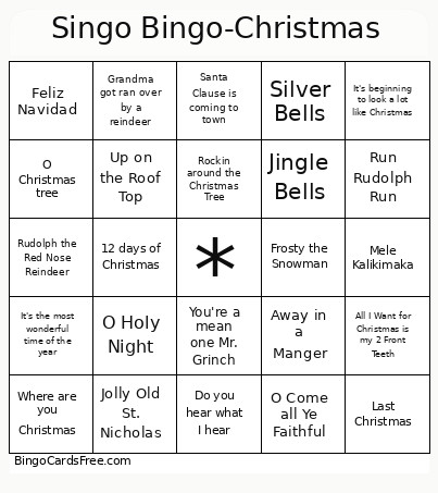 Singo -Christmas Bingo Card