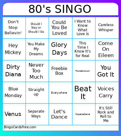 Singo Brunchin Bingo Card