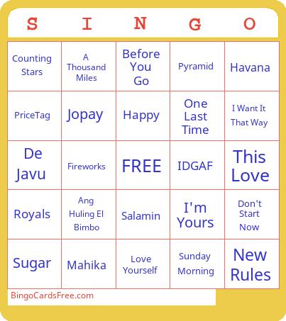 SINGO CARD FOR JOLLY PARTY Bingo