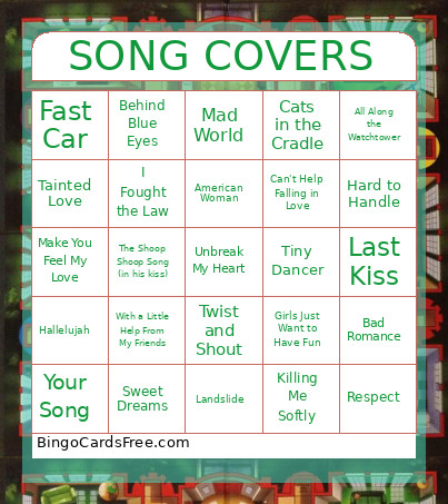Singo-Cover Songs Bingo Card