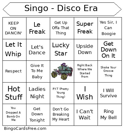 Singo - Disco Era Bingo Card