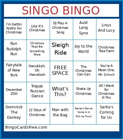 SINGO HOLIDAY EDITION Bingo