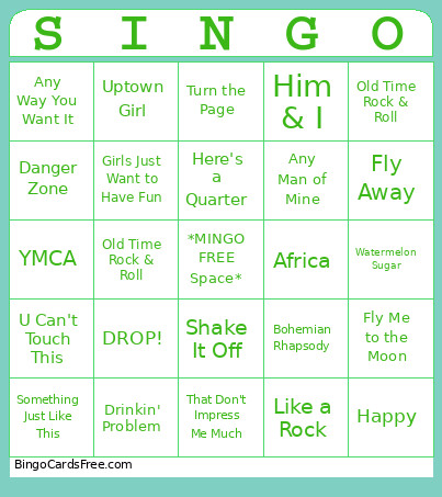 SINGO MINGO Bingo Card