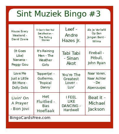Sint Muziek #3 Bingo Card