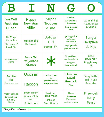 SinterKerst Bingo Card