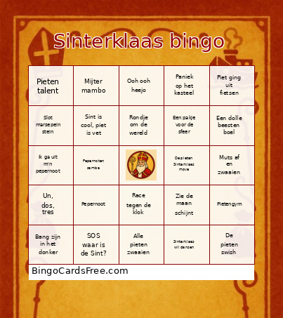 Sinterklaas Bingo Card 3