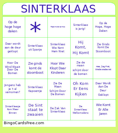 Sinterklaas Bingo Card