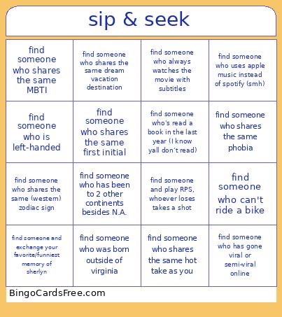 sip & seek Bingo