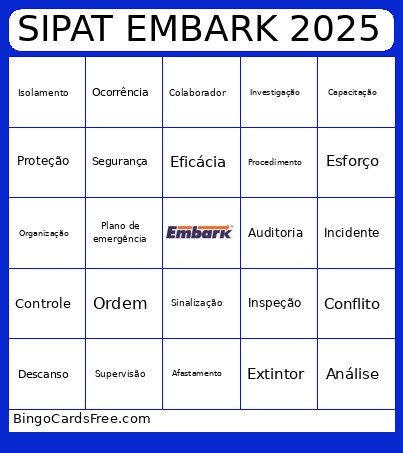 SIPAT EMBARK 2025 Bingo Card