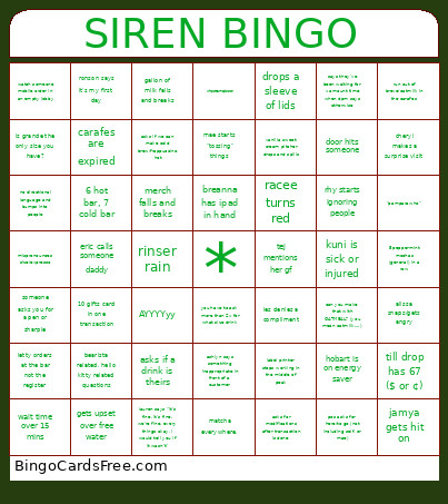 Siren Bingo Card