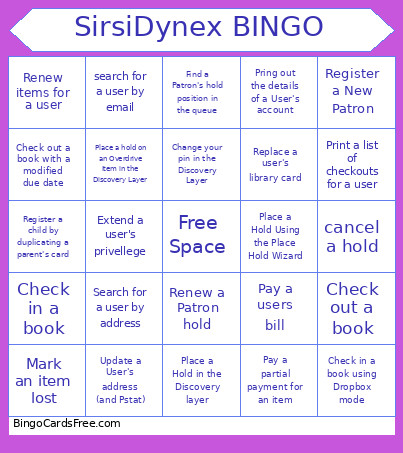 SirsiDynex Bingo Card