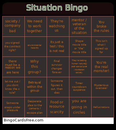 Situation Bingo Card