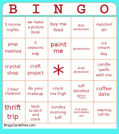 Siv Summer Bingo Card