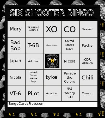 SIX SHOOTER Bingo Card