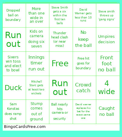 Sixers Vs Thunder Bingo Card