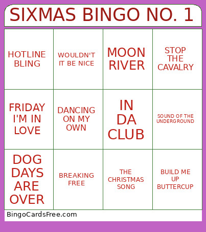 SIXMAS NO. 1 Bingo Card