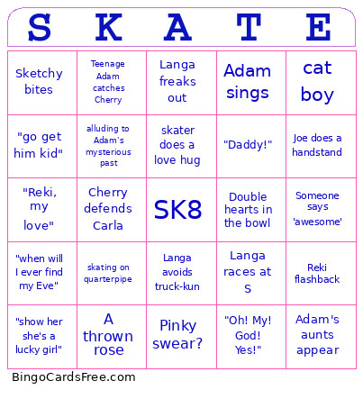 Sk8 The Infinity Bingo Card